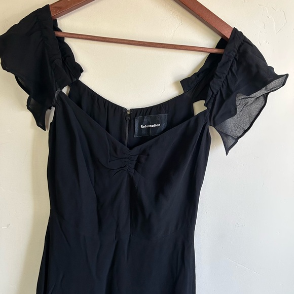 Reformation Butterfly Smooth Georgette Lined Black Dress 4 Wedding MINT $298 - Picture 14 of 14